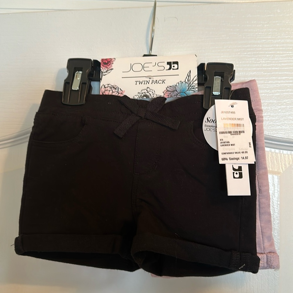 Joes pink and black twin pack girls shorts. Never worn. 2T